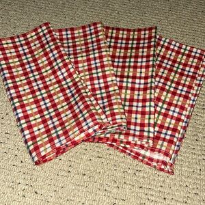 Longaberger Cherry Plaid Cloth Napkins Set of 4